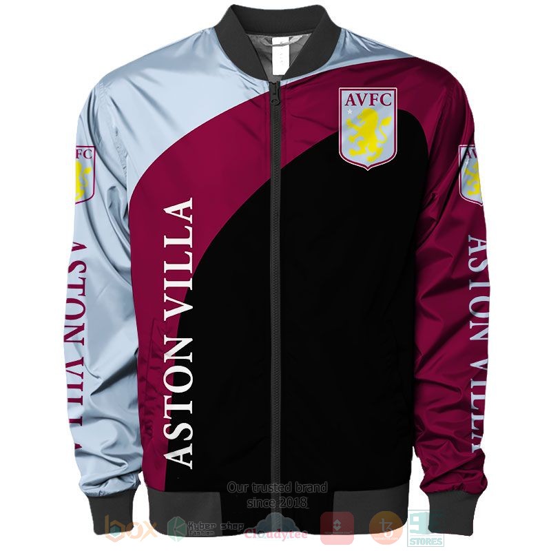 Aston Villa FC Claret Blue Black Bomber Jacket
