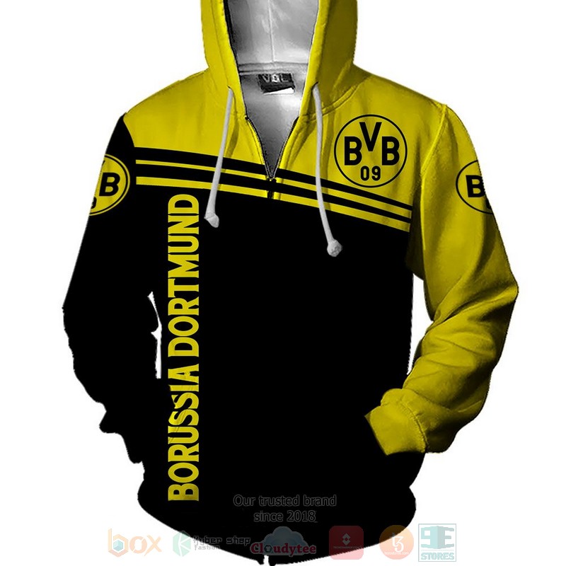 Borussia Dortmund Black Yellow Zip Up Hoodie
