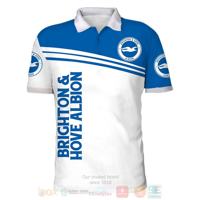 Brighton & Hove Albion FC White Blue Polo Shirt V2 Brighton & Hove Albion FC White Blue Polo Shirt V2