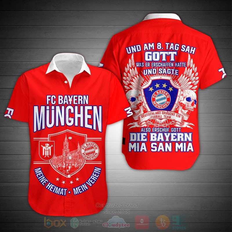 Bayern Munich Red Mia San Mia Hawaiian Shirt