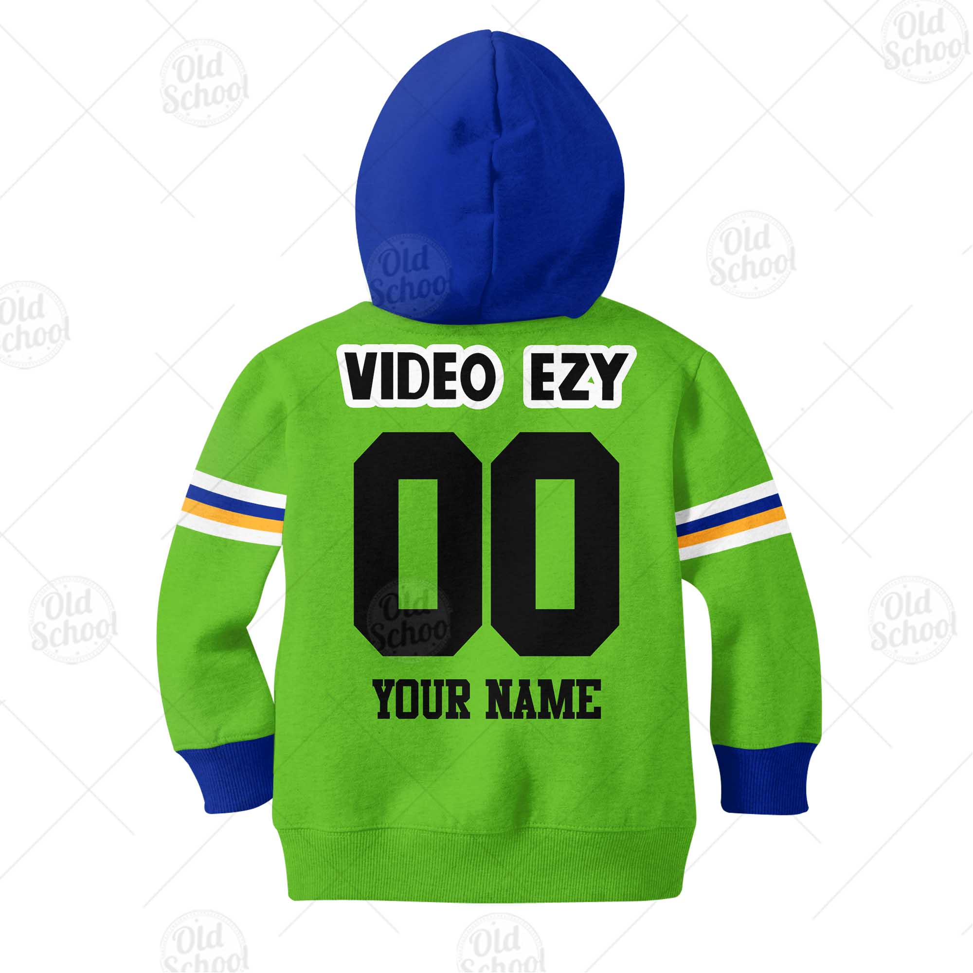NRL Canberra Raiders Custom Name 1990 Video Ezy Vintage Retro Heritage Jersey Kids Zip Up Hoodie