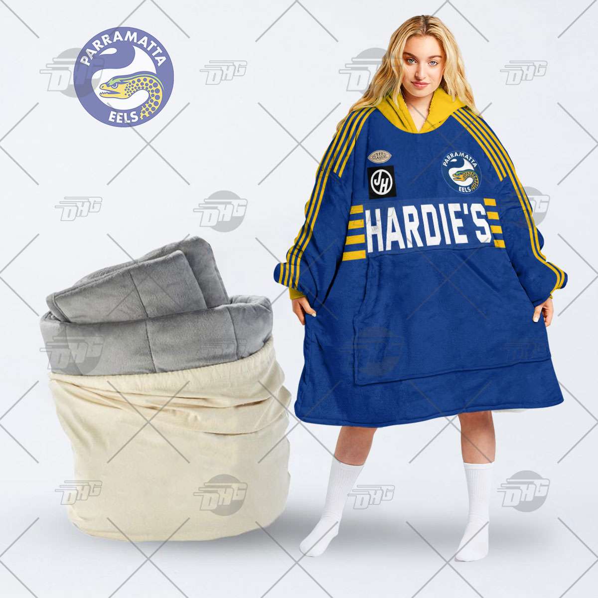 NRL Parramatta Eels Custom Name Number Retro Jersey Vintage Fleece Oodie V2
