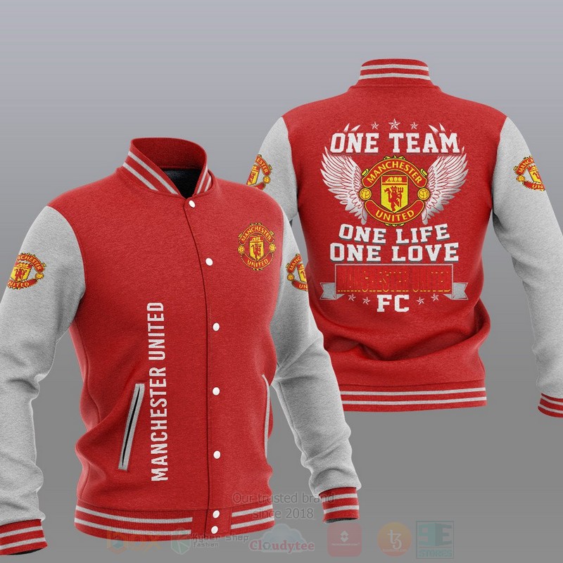 Manchester United Red Grey One Team Baseball Jacket Manchester United Red Grey One Team Baseball Jacket