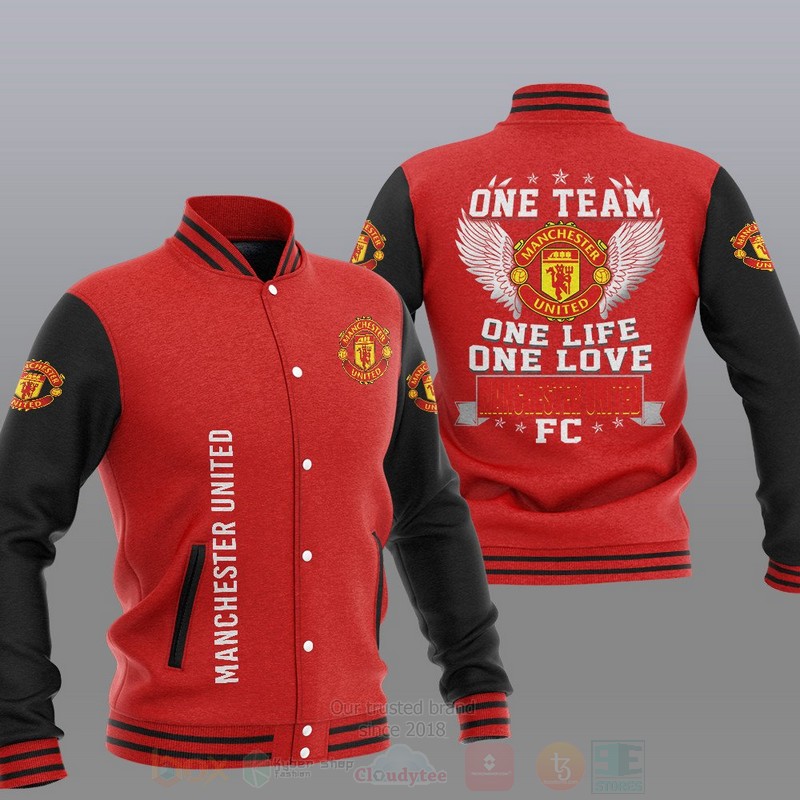 Manchester United Red Black One Team Baseball Jacket Manchester United Red Black One Team Baseball Jacket