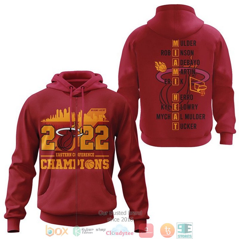 NBA Miami Heat Red Eastern Conference Champion 2022 Zip Up Hoodie