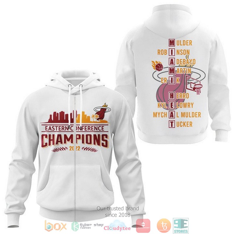 NBA Miami Heat White Eastern Conference Champion 2022 Zip Up Hoodie