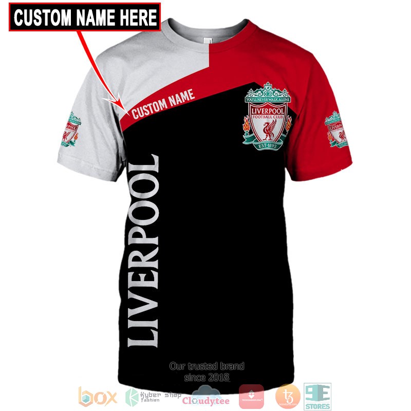 Liverpool FC Custom Name Red Black T-Shirt V2