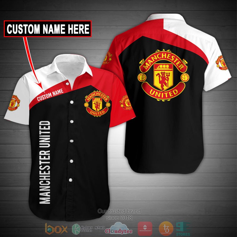 Manchester United Custom Name Black Red Hawaiian Shirt V7