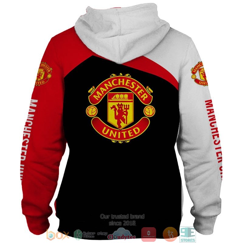 Manchester United Custom Name Black Red Pullover Hoodie V7