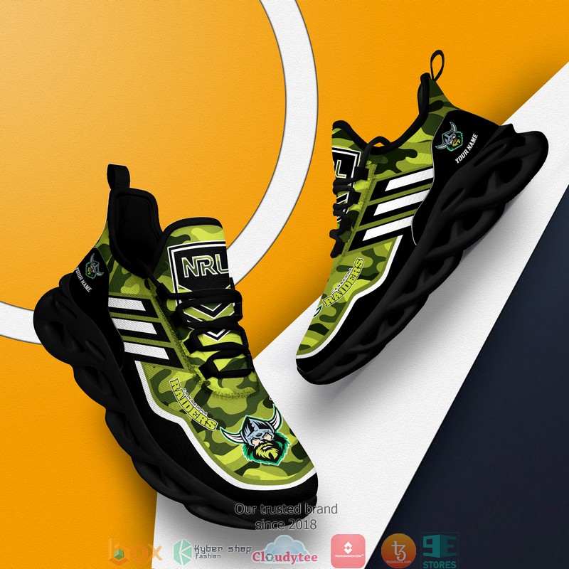 NRL Canberra Raiders Custom Name Green Camo Max Soul Shoes NRL Canberra Raiders Custom Name Green Camo Max Soul Shoes