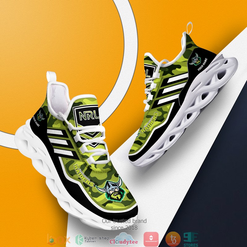 NRL Canberra Raiders Custom Name Green Camo Max Soul Shoes NRL Canberra Raiders Custom Name Green Camo Max Soul Shoes