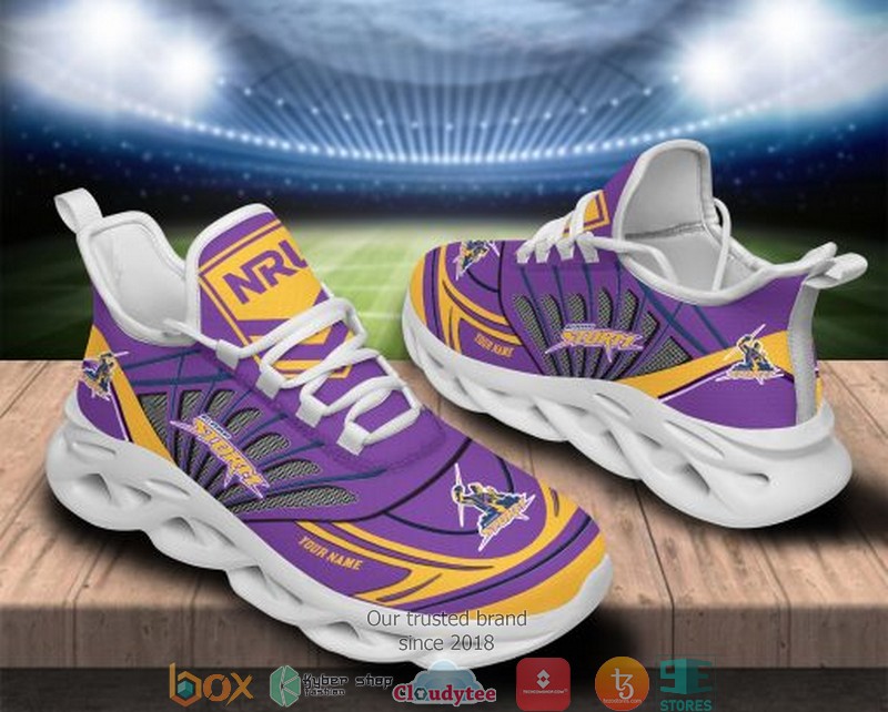 NRL Melbourne Storm Custom Name Purple Yellow Max Soul Shoes NRL Melbourne Storm Custom Name Purple Yellow Max Soul Shoes