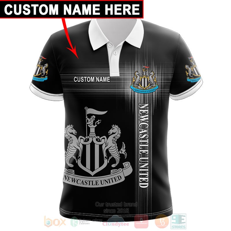 Newcastle United FC Custom Name Black Polo Shirt Newcastle United FC Custom Name Black Polo Shirt