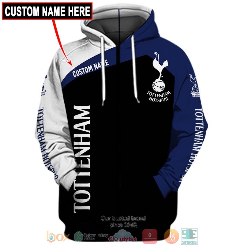 Tottenham Hotspur FC Custom Name Zip Up Hoodie