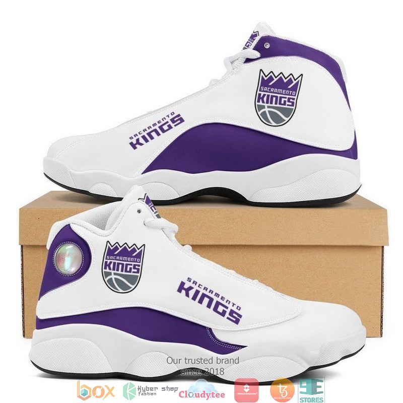 NBA Sacramento Kings White Purple Air Jordan 13 Shoes
