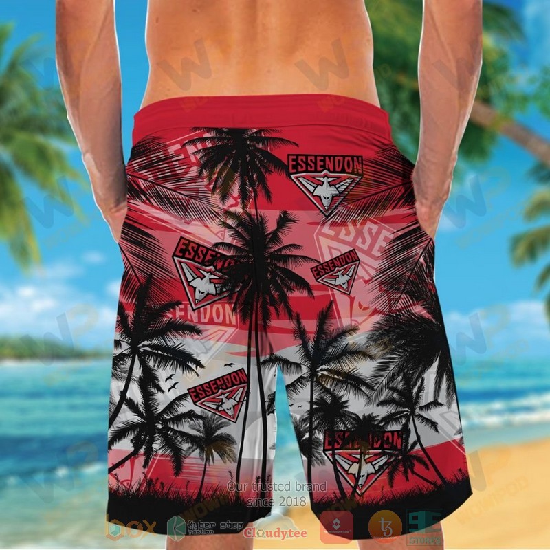 AFL Essendon Bombers Palm Tree Sunrise Men Beach Shorts AFL Essendon Bombers Palm Tree Sunrise Men Beach Shorts