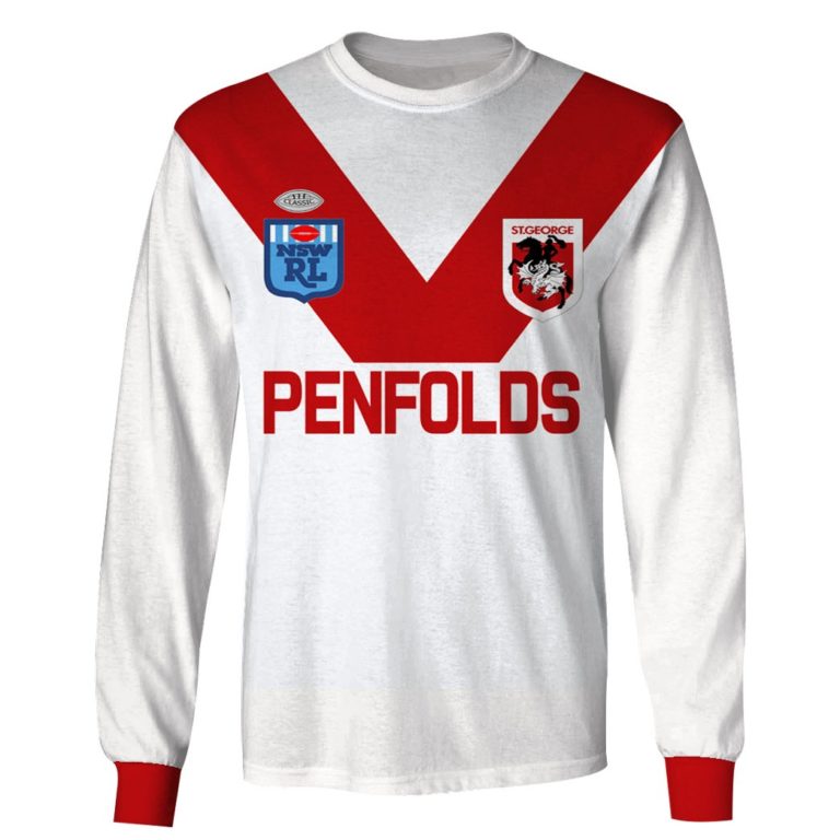 NRL St. George Illawarra Dragons Custom Name Number 1989 Vintage Retro Jersey Sweatshirt