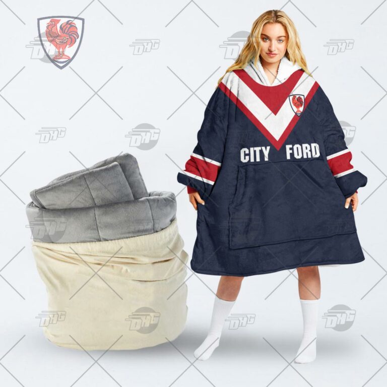 NRL Sydney Roosters Custom Name Number 1976 Retro Jersey Fleece Oodie