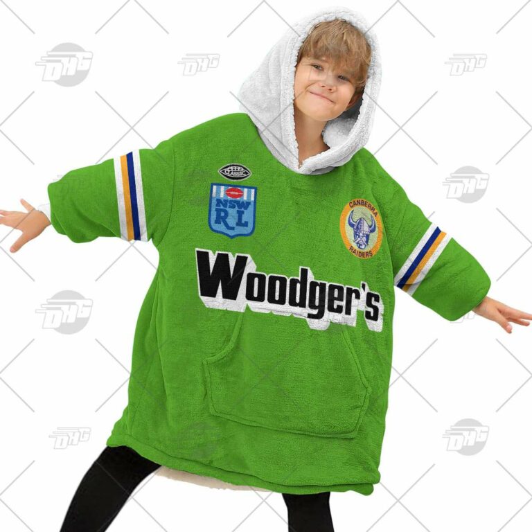 NRL Canberra Raiders Custom Name Number 1989 Vintage Retro Jersey Fleece Oodie