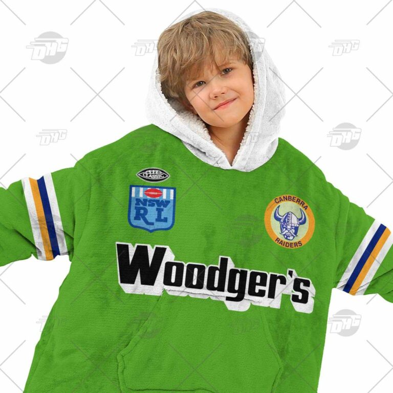 NRL Canberra Raiders Custom Name Number 1989 Vintage Retro Jersey Fleece Oodie