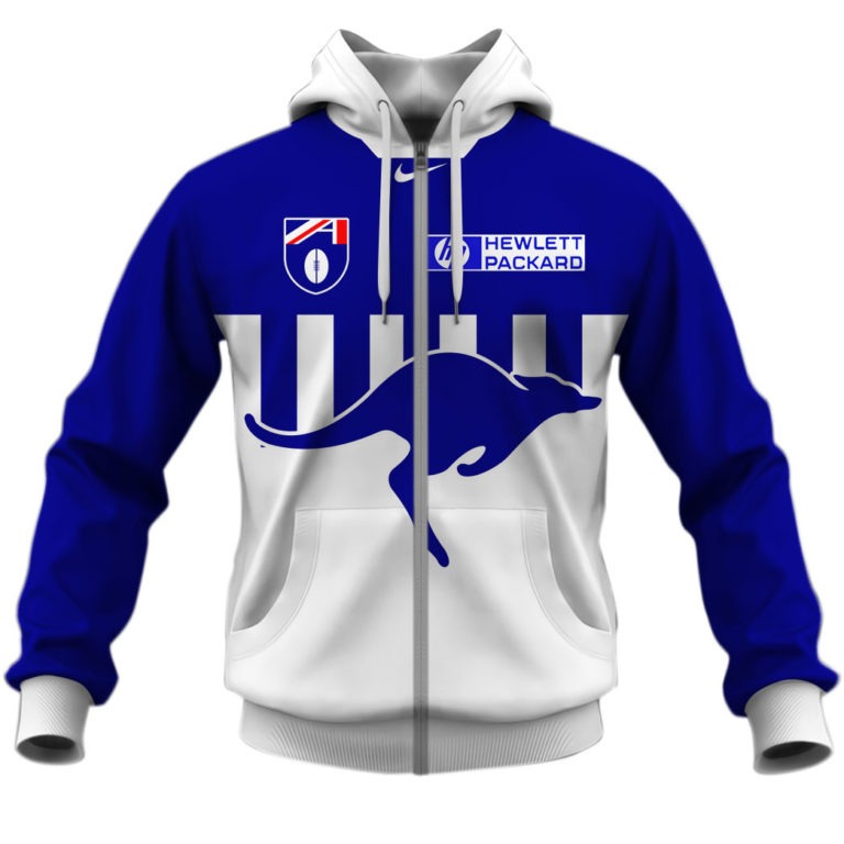 AFL North Melbourne Kangaroos Custom Name Number 90s Vintage Retro Guernsey Zip Up Hoodie AFL North Melbourne Kangaroos Custom Name Number 90s Vintage Retro Guernsey Zip Up Hoodie