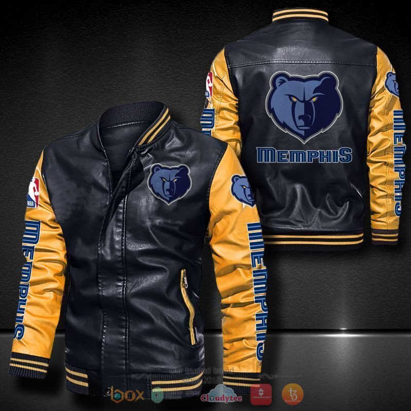 NBA Memphis Grizzlies Black Yellow Leather Bomber Jacket NBA Memphis Grizzlies Black Yellow Leather Bomber Jacket