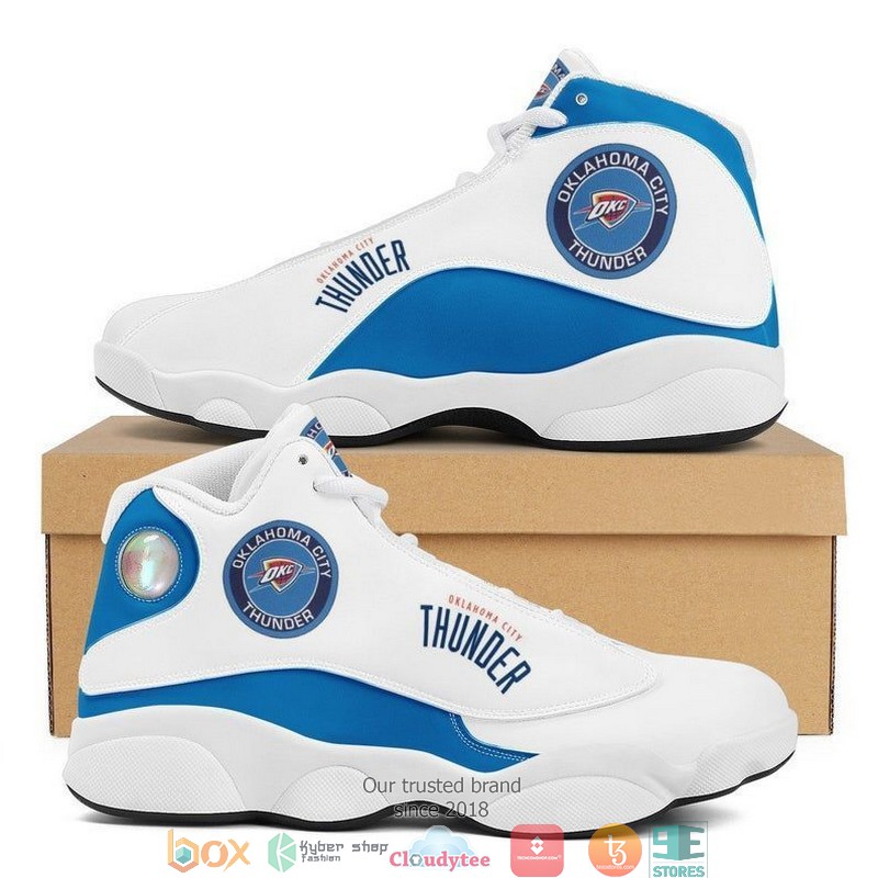 NBA Oklahoma City Thunder White Blue Air Jordan 13 Shoes