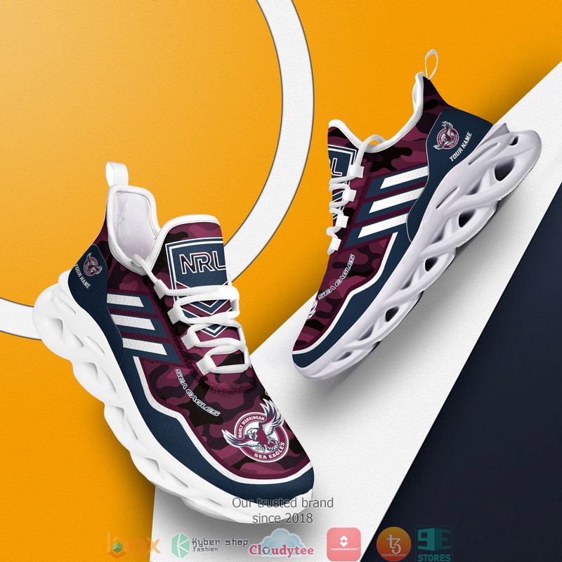 NRL Manly Warringah Sea Eagles Custom Name Camo Max Soul Shoes NRL Manly Warringah Sea Eagles Custom Name Camo Max Soul Shoes