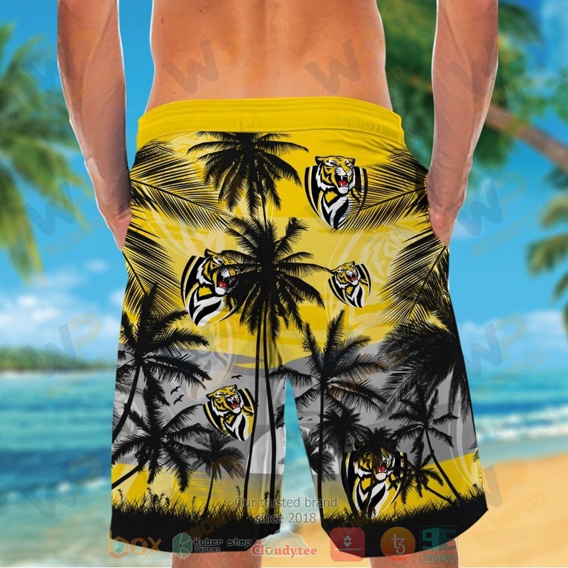 AFL Richmond Tigers Palm Tree Sunrise Men Beach Shorts