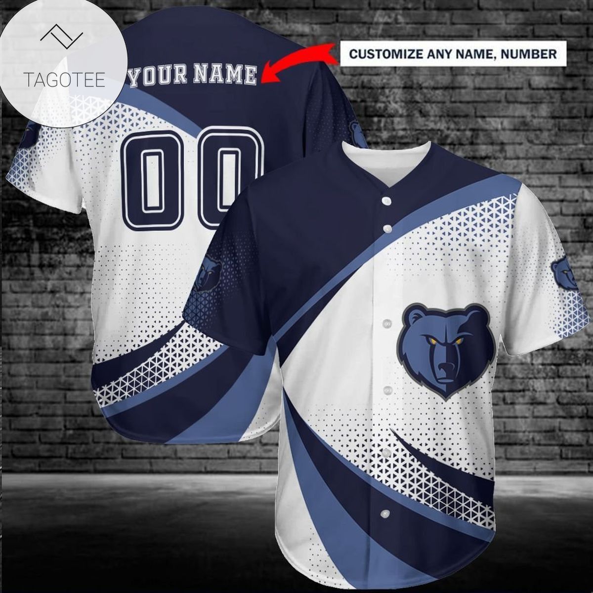 NBA Memphis Grizzlies Custom Name Number Logo Baseball Jersey NBA Memphis Grizzlies Custom Name Number Logo Baseball Jersey