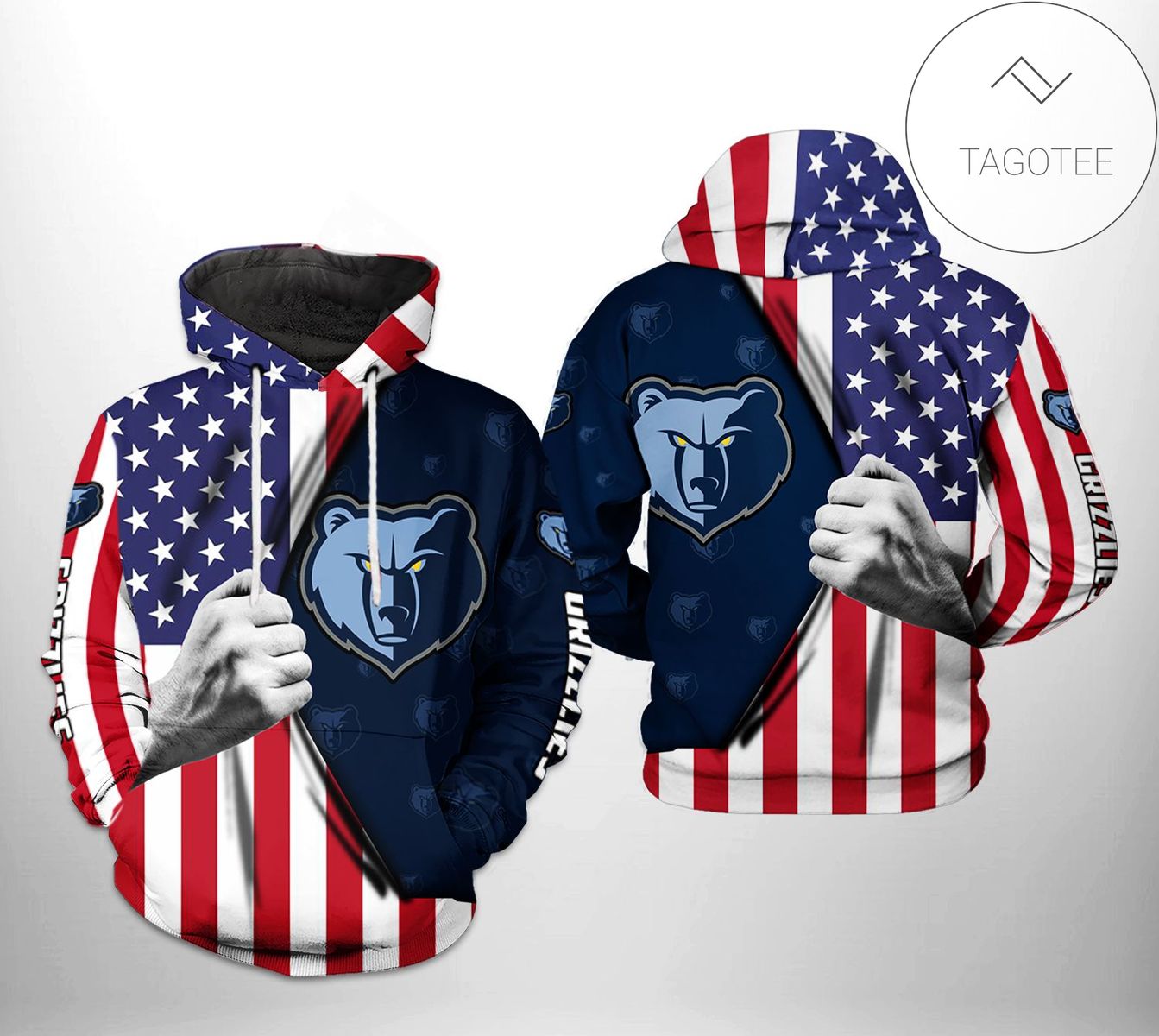 NBA Memphis Grizzlies US Flag Pullover Hoodie V2