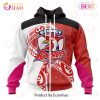 NRL Sydney Roosters Custom Name Number Fight Cancer Zip Up Hoodie