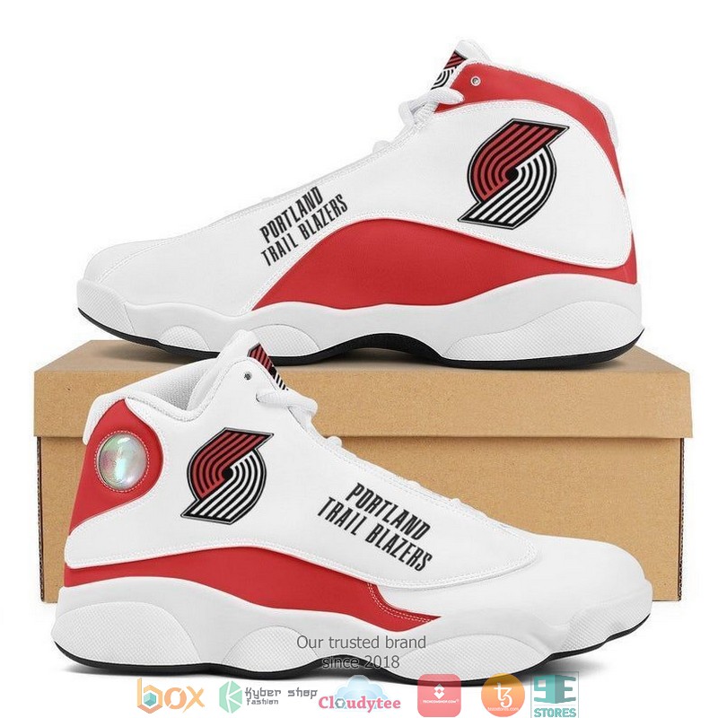 NBA Portland Trail Blazers White Red Air Jordan 13 Shoes