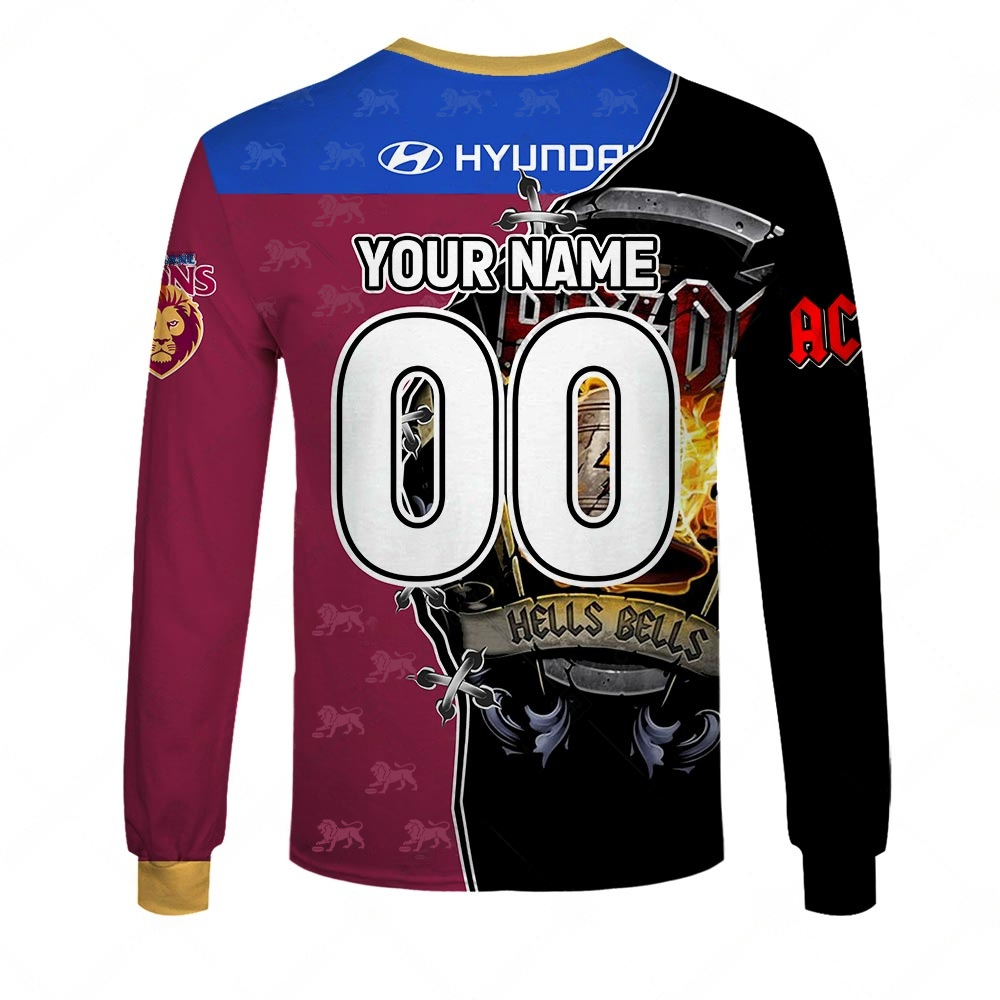 AFL Brisbane Lions AC/DC Mix Custom Name Number 2023 Home Guernsey Sweatshirt