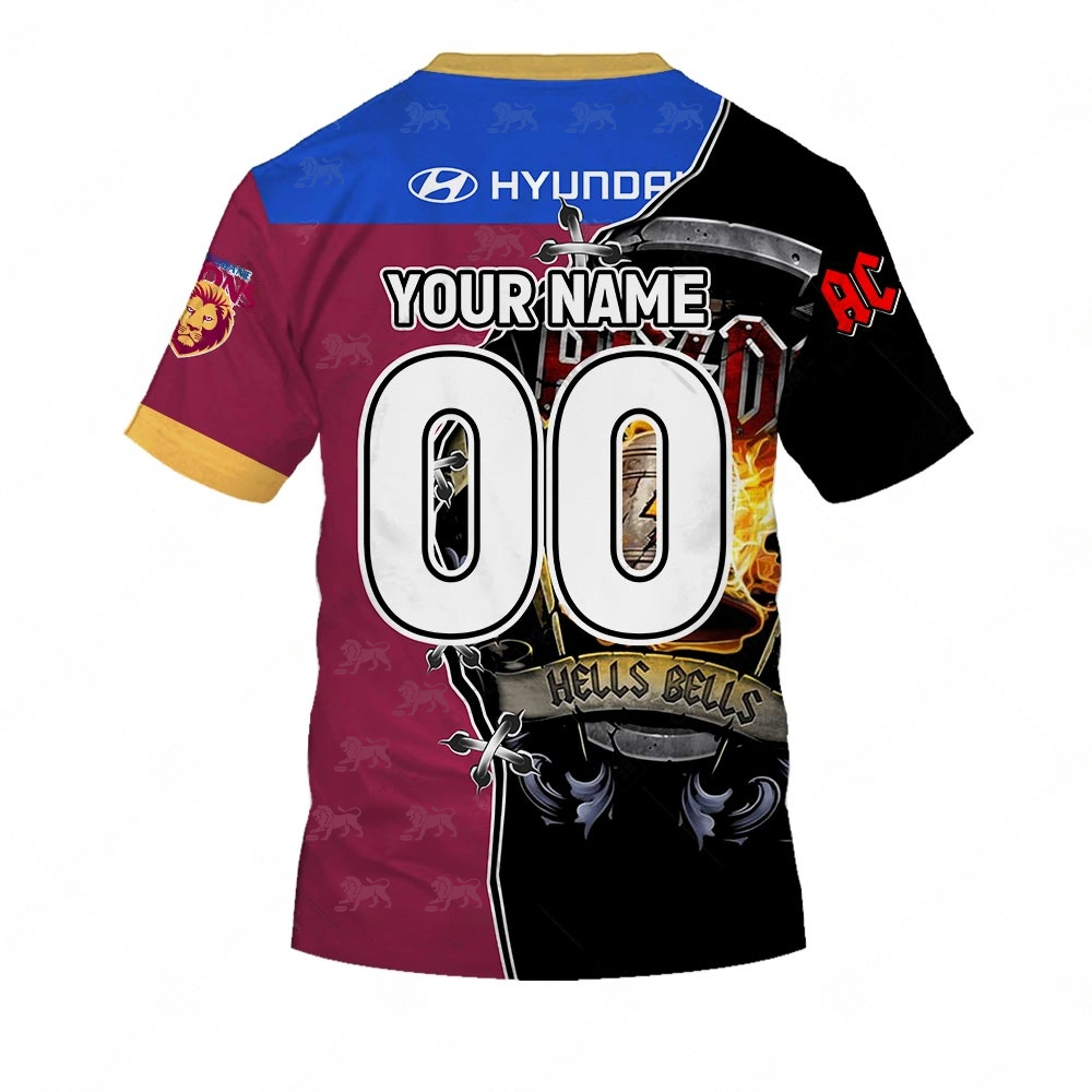 AFL Brisbane Lions AC/DC Mix Custom Name Number 2023 Home Guernsey T-Shirt AFL Brisbane Lions AC/DC Mix Custom Name Number 2023 Home Guernsey T-Shirt