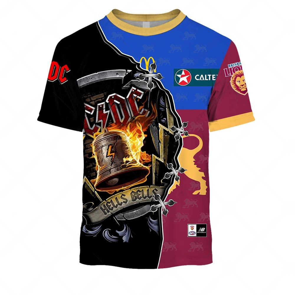 AFL Brisbane Lions AC/DC Mix Custom Name Number 2023 Home Guernsey T-Shirt AFL Brisbane Lions AC/DC Mix Custom Name Number 2023 Home Guernsey T-Shirt