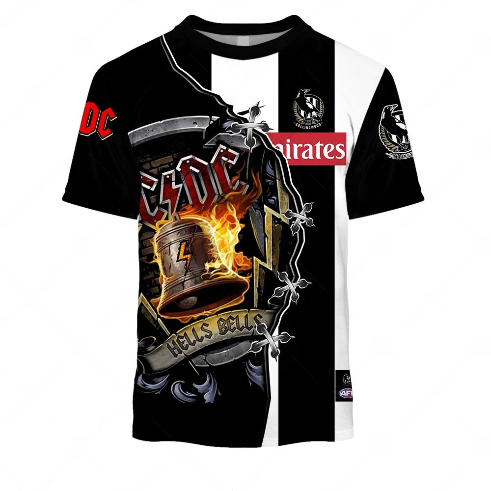 AFL Collingwood Magpies AC/DC Mix Custom Name Number 2023 Home Guernsey T-Shirt