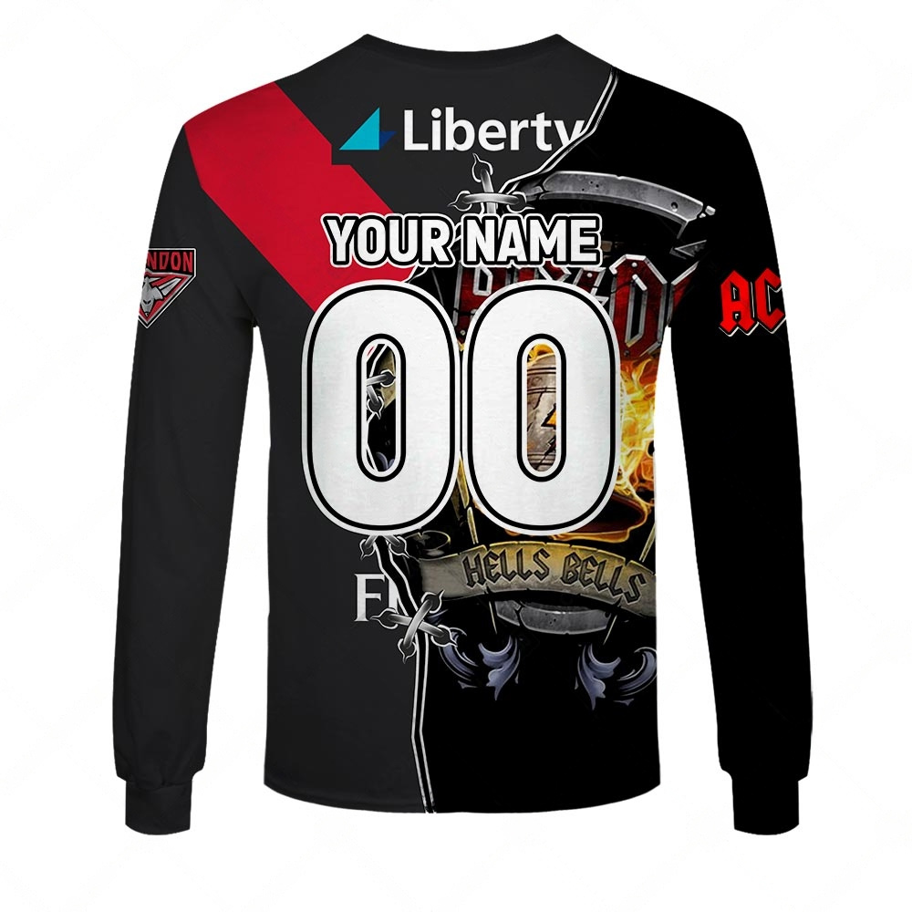 AFL Essendon Bombers AC/DC Mix Custom Name Number 2023 Home Guernsey Sweatshirt