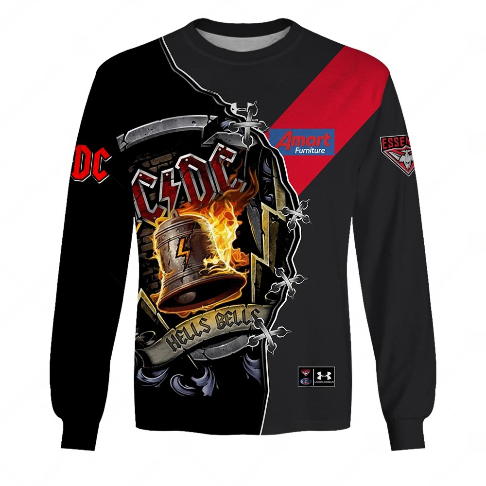 AFL Essendon Bombers AC/DC Mix Custom Name Number 2023 Home Guernsey Sweatshirt