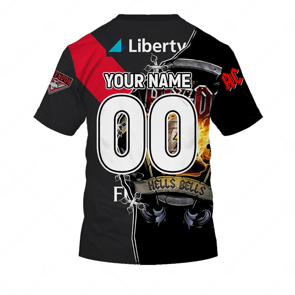 AFL Essendon Bombers AC/DC Mix Custom Name Number 2023 Home Guernsey T-Shirt