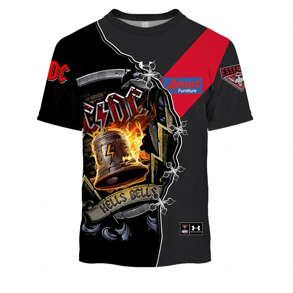 AFL Essendon Bombers AC/DC Mix Custom Name Number 2023 Home Guernsey T-Shirt
