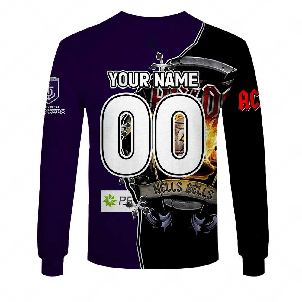AFL Fremantle Dockers AC/DC Mix Custom Name Number 2023 Home Guernsey Sweatshirt