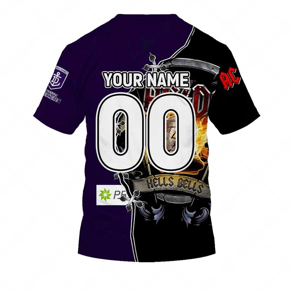 AFL Fremantle Dockers AC/DC Mix Custom Name Number 2023 Home Guernsey T-Shirt