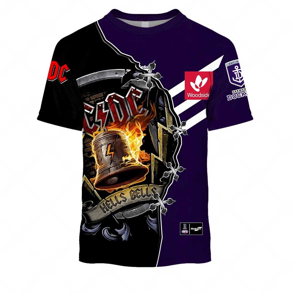 AFL Fremantle Dockers AC/DC Mix Custom Name Number 2023 Home Guernsey T-Shirt
