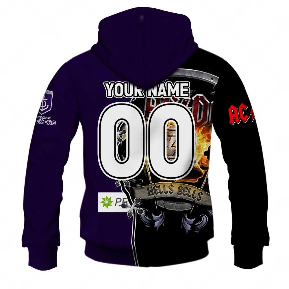 AFL Fremantle Dockers AC/DC Mix Custom Name Number 2023 Home Guernsey Zip Up Hoodie AFL Fremantle Dockers AC/DC Mix Custom Name Number 2023 Home Guernsey Zip Up Hoodie