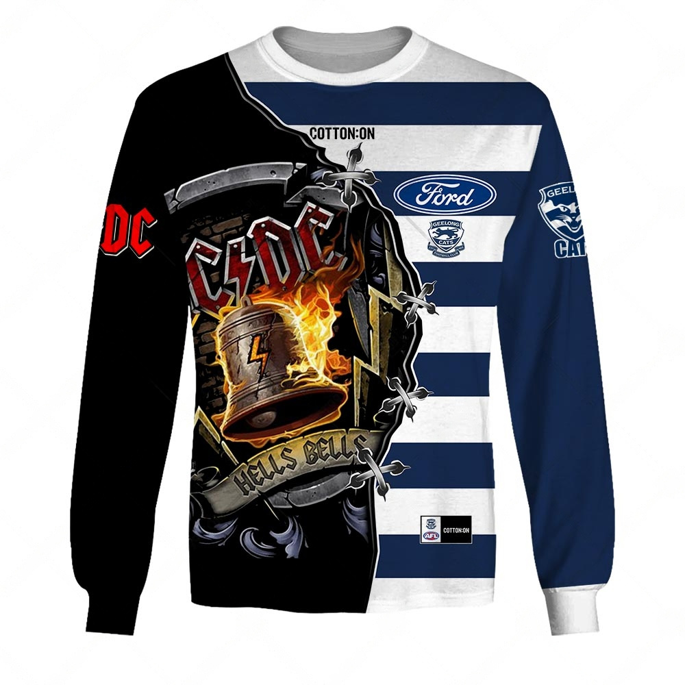 AFL Geelong Cats AC/DC Mix Custom Name Number 2023 Home Guernsey Sweatshirt