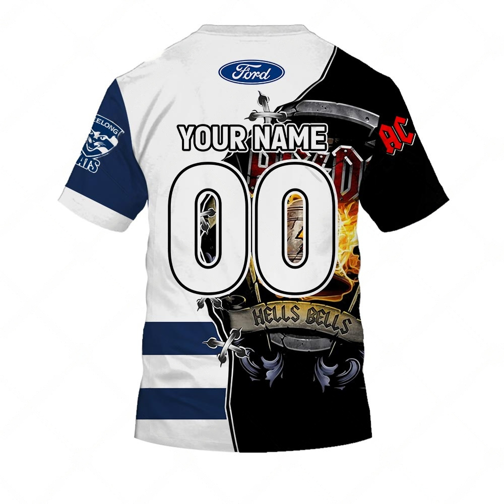 AFL Geelong Cats AC/DC Mix Custom Name Number 2023 Home Guernsey T-Shirt