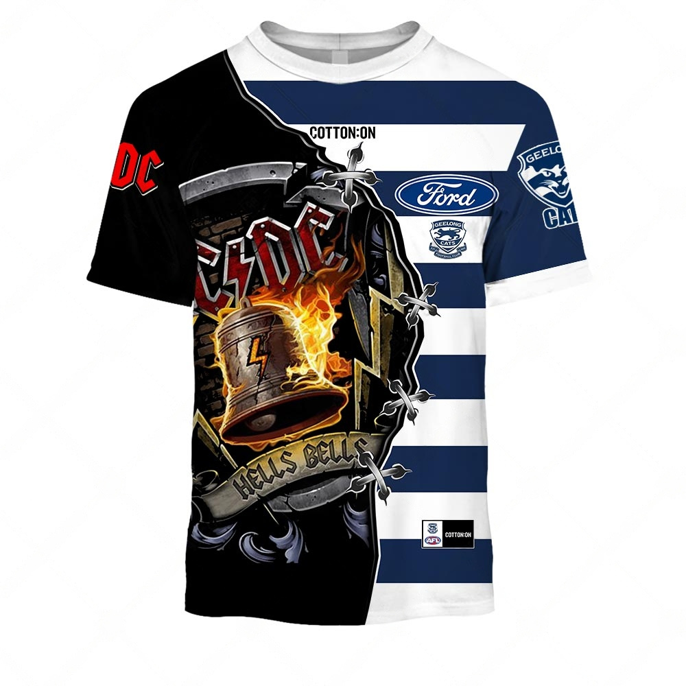 AFL Geelong Cats AC/DC Mix Custom Name Number 2023 Home Guernsey T-Shirt