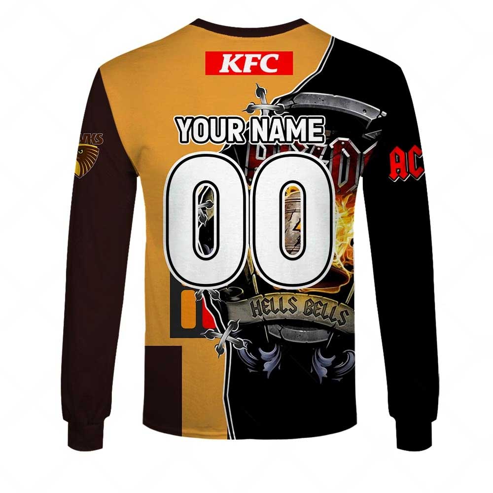 AFL Hawthorn Hawks AC/DC Mix Custom Name Number 2023 Home Guernsey Sweatshirt AFL Hawthorn Hawks AC/DC Mix Custom Name Number 2023 Home Guernsey Sweatshirt