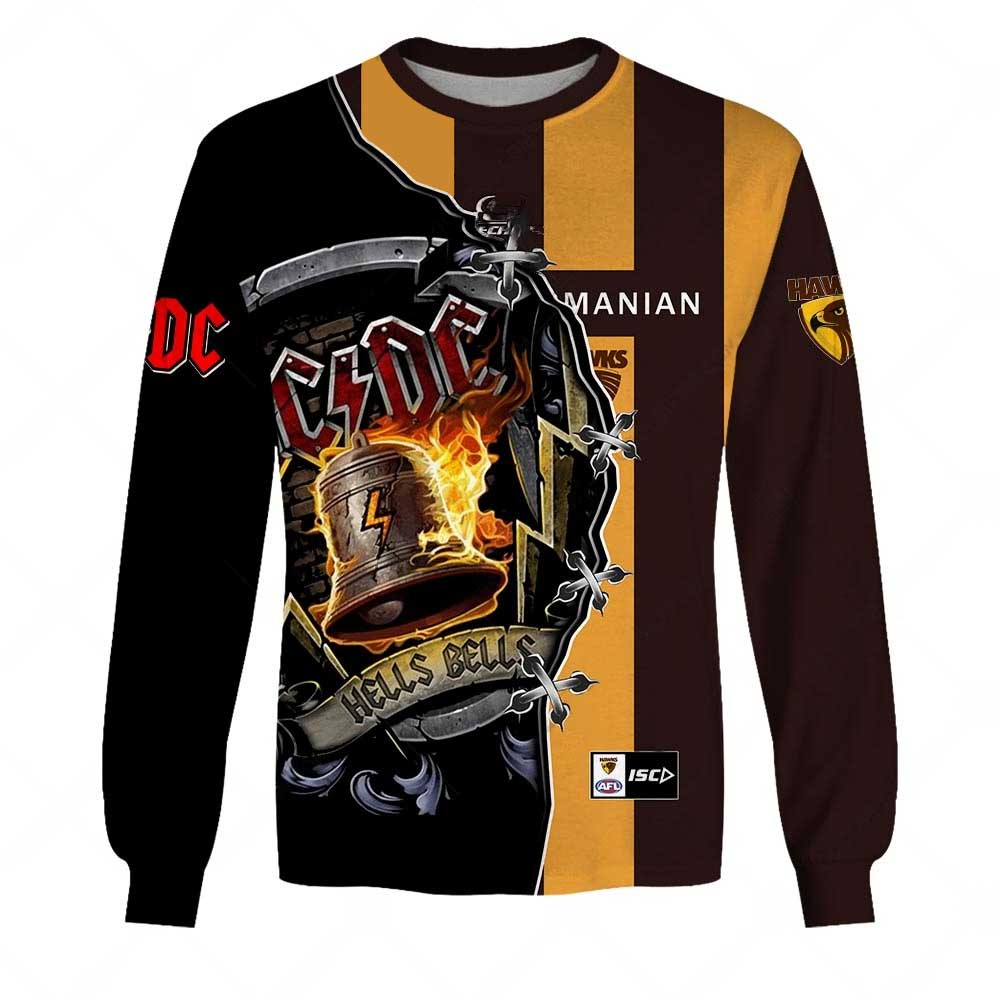 AFL Hawthorn Hawks AC/DC Mix Custom Name Number 2023 Home Guernsey Sweatshirt AFL Hawthorn Hawks AC/DC Mix Custom Name Number 2023 Home Guernsey Sweatshirt